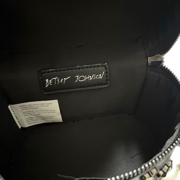 NWT BETSEY JOHNSON Studded Heart Crossbody + Pouch Black Top Handle Love Hearts - Picture 10 of 10